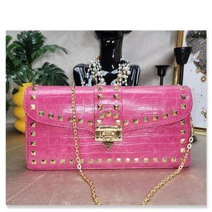 NWOT Crocodile Embossed Studded Crossbody Bag